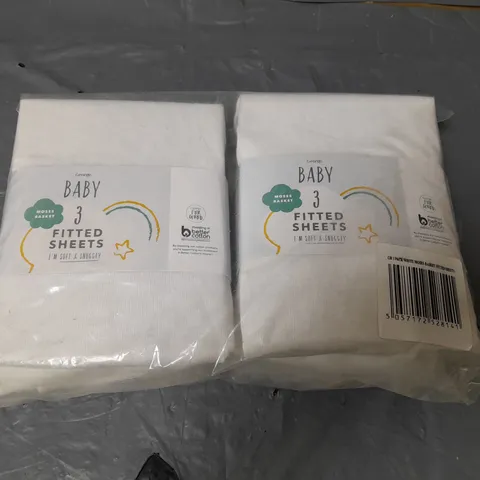 LOT OF 6 GEORGE BABY BED SHEETS - WHITE