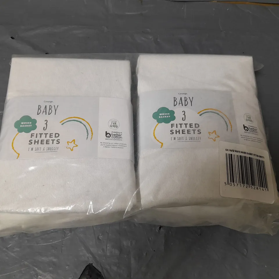 LOT OF 6 GEORGE BABY BED SHEETS - WHITE