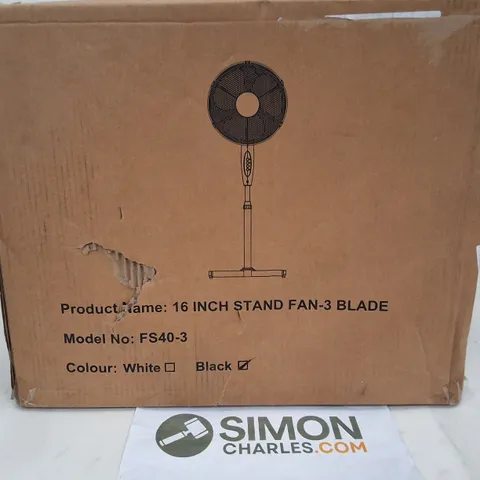 BOXED 16" STAND FAN-3 BLADE - BLACK