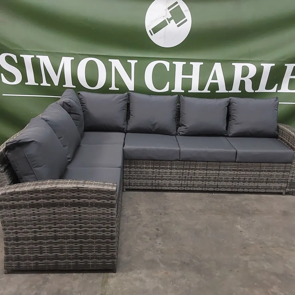 BRAND NEW BOXED NEW YORK CORNER SOFA & RISING TABLE SET IN GREY (3 BOXES)