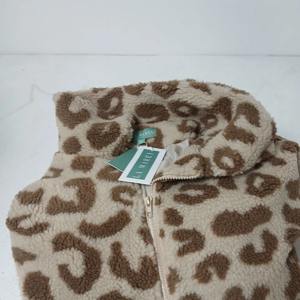 LA MAREY LEOPARD PRINT FLEECE JACKET – WOMEN'S ZIP FRONT, UK SIZE M