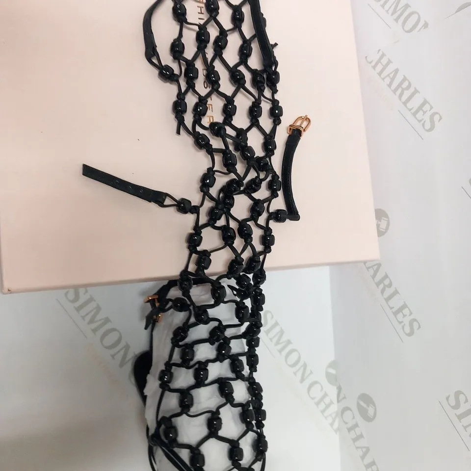 BOXED PAIR OF SOPHIA WEBSTER ARIELLE KNEE HIGH BLACK HEELS SIZE 39