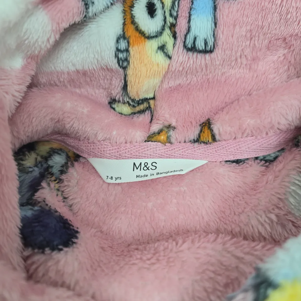 M&S KIDS' PINK BLUEY FLEECE HOODED TOP, 7-8 YEARS