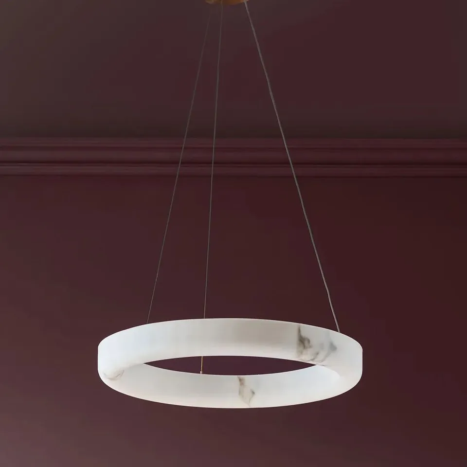 BOXED DANETTI SADIE NATURAL ALABASTER EFFECT SMALL ROUND PENDANT LIGHT