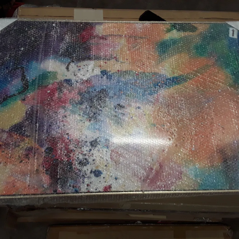 BOXED FRAMED MULTICOLOURED ABSTRACT WALL ART 