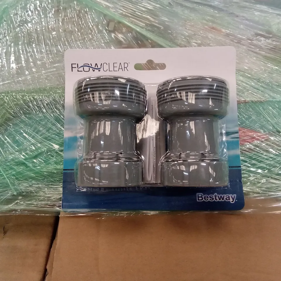 PALLET TO APPROXIMATELY 350 BESTWAY HOSE ADAPTERS IN ADDITION TO OTHER BESTWAY POOL MAINTAIN PRODUCTS