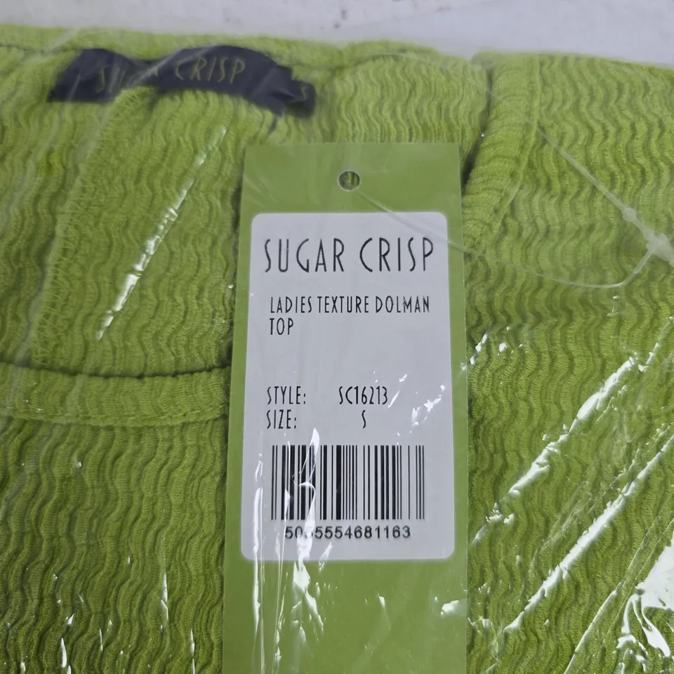 SUGAR CRISP LADIES TEXTURE DOLMAN TOP – LIME GREEN, SIZE S