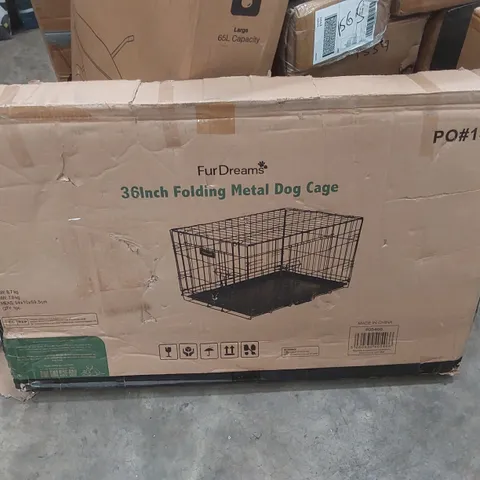 BOXED FURDREAMS 36 INCH FOLDING METAL DOG CAGE