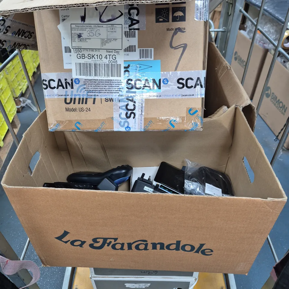 CAGE OF APPROXIMATELY 20 ASSORTED ELECTRICAL ITEMS TO INCLUDE COMPUTER KEYBOARDS, ETC - COLLECTION ONLY