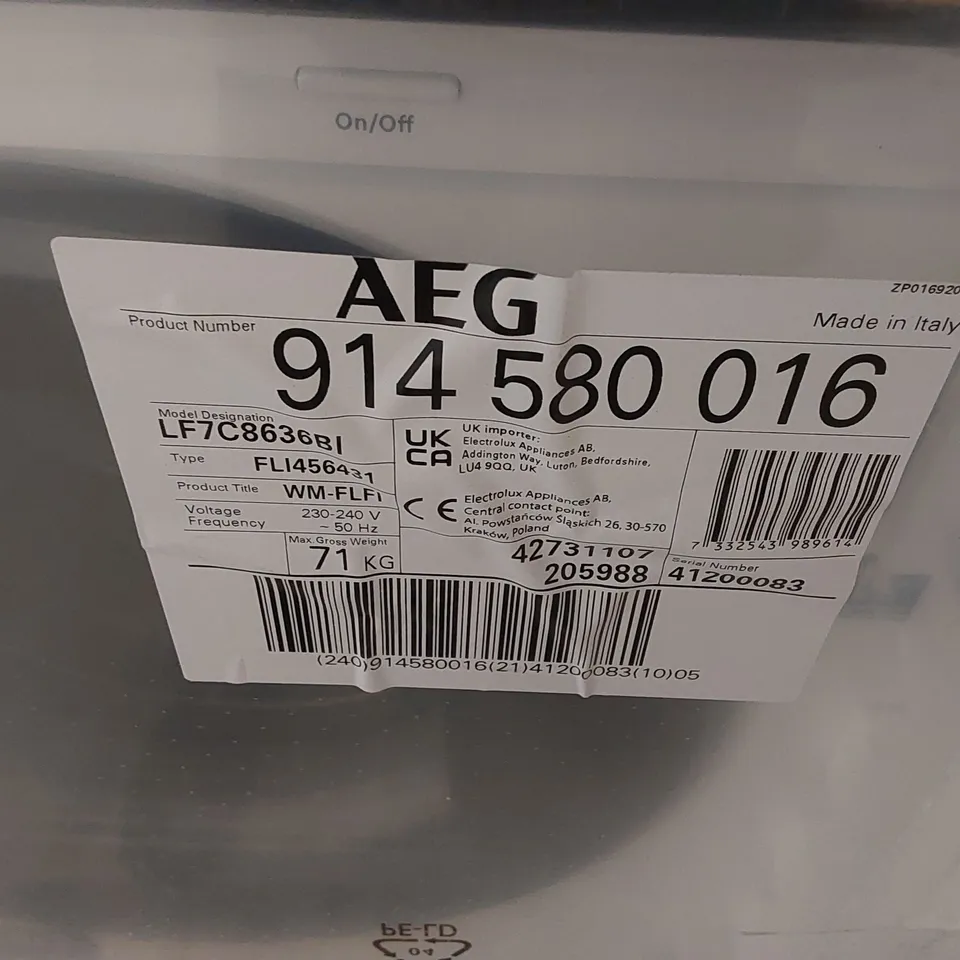 AEG PROSTEAM® TECHNOLOGY LF7C8636BI INTEGRATED 8KG WASHING MACHINE WITH 1600 RPM - WHITE - B RATED