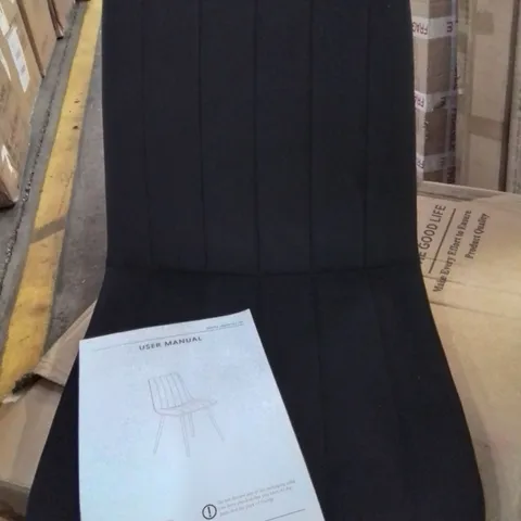 BOXED CUMMER SET OF TWO BLACK SOFT VELVET UPHOLSTERED DINING CHAIRS