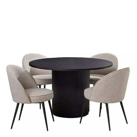 BOXED CARINA ROUND DINING TABLE & 4 CHAIRS - BLACK (4 BOXES)