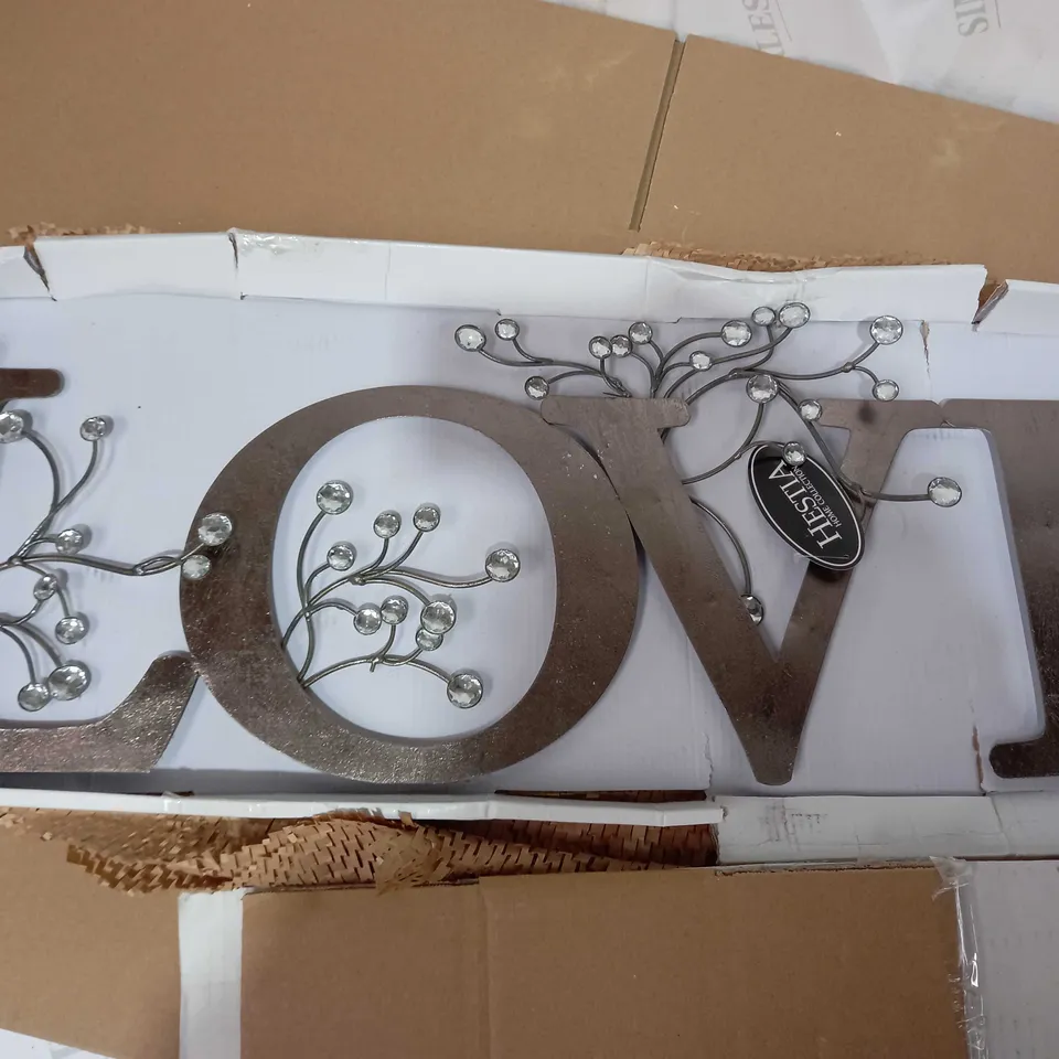 LOVE METAL WALL SCULPTURE WITH DIAMANTE