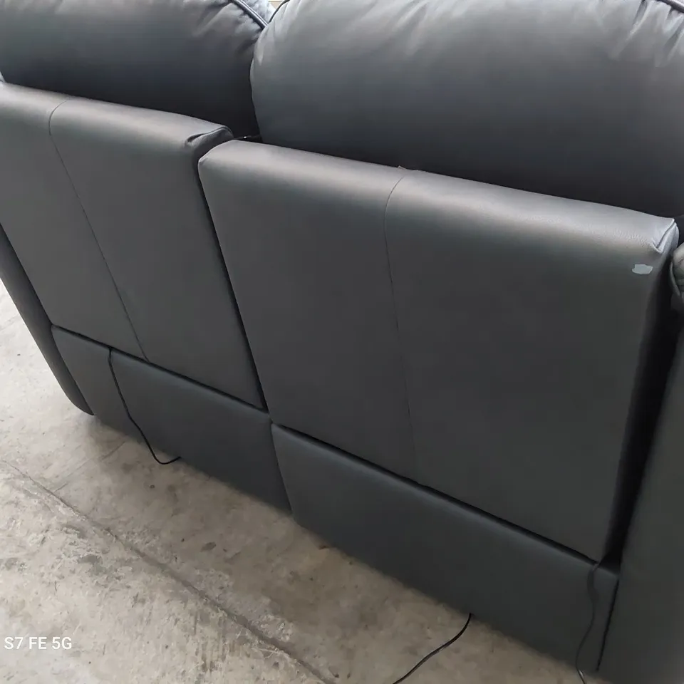 QUALITY BRITISH DESIGNER G PLAN JACKSON POWER RECLINING TWO SEATER SOFA CAMBRIDGE PETROL BLUE LEATHER 