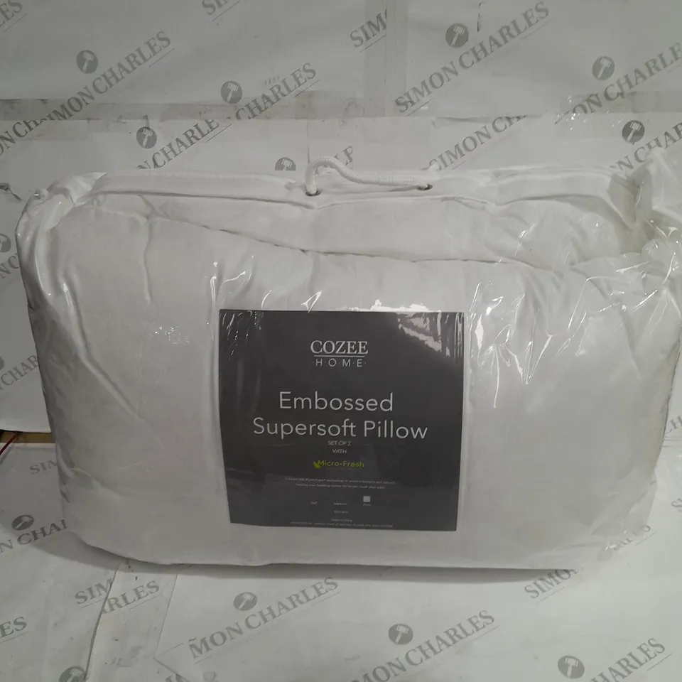 SUPERSOFT BY COZEE HOME SET OF 2 EMBOSSED MICROFRESH PILLOWS