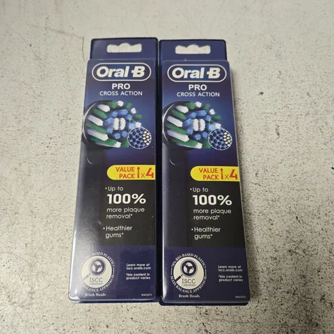 2 X ORAL-B PRO CROSS ACTION TOOTHBRUSH HEADS - BLACK - 4 PACK