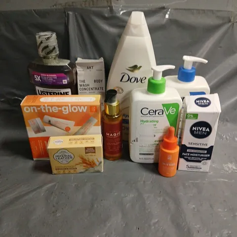 APPROXIMATELY 20 ASSORTED HEALTH & BEAUTY PRODUCTS TO INCLUDE CERAVE HYDRATING CLEANSER, NIVEA MENFACE MOISTURISER, GIVE ME VITAMIN C SERUM, ETC