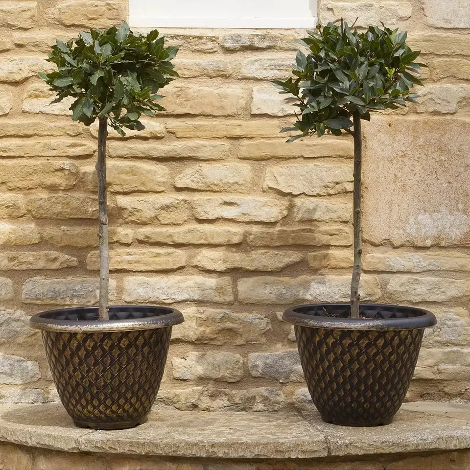 PAIR OF GOLD PINE CONE PLANTERS
