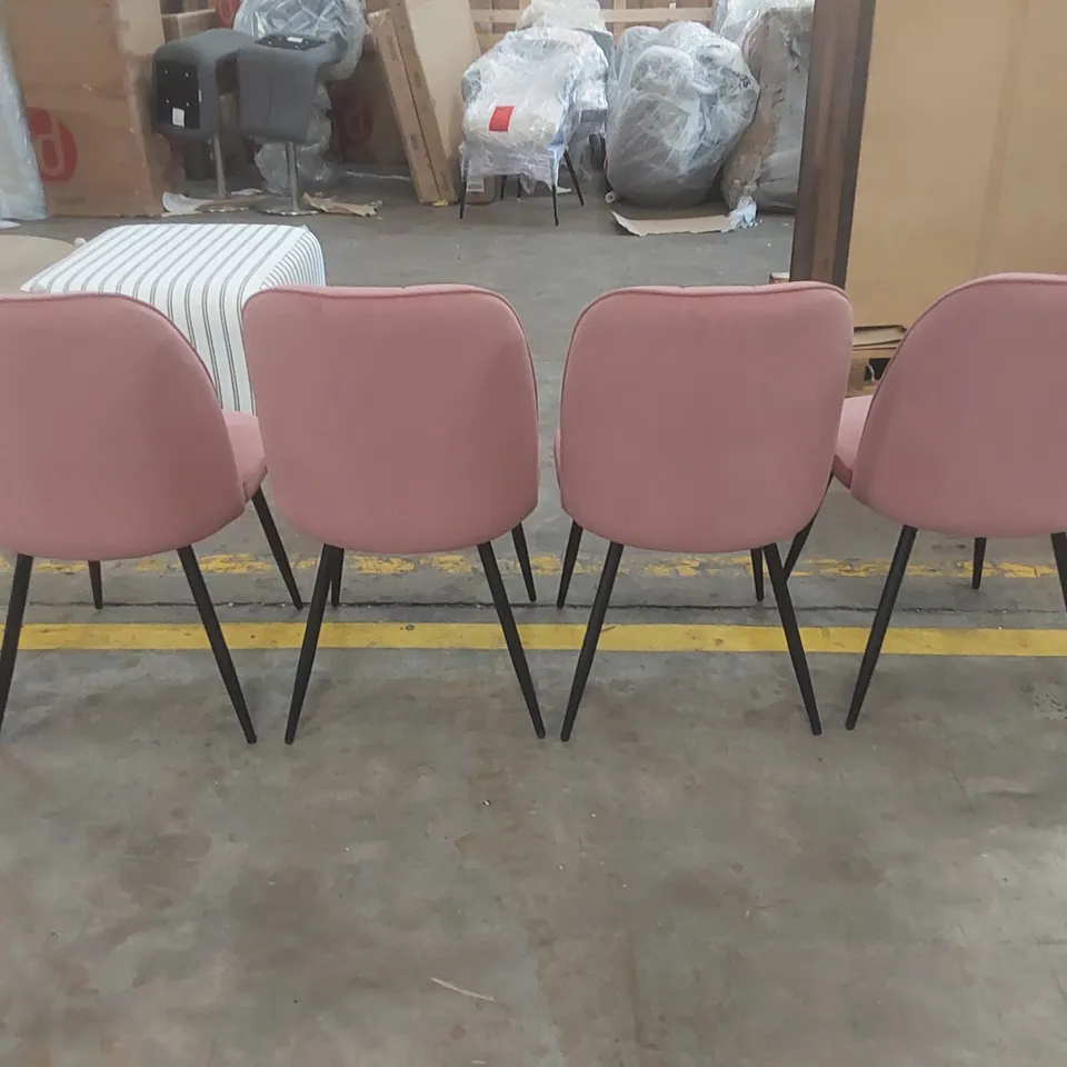 SET OF 4 BAREZ VELVET/SUEDE UPHOLSTERED ARMLESS ROSE DINING CHAIR WITH ADJUSTABLE FEET