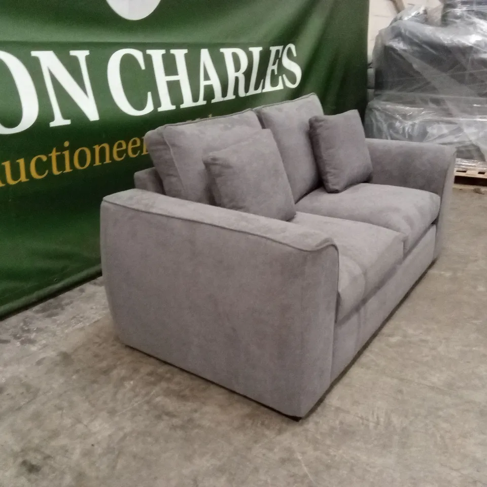 SEOUL 2 SEATER STANDARD BACK FABRIC SOFA - GREY RRP £699