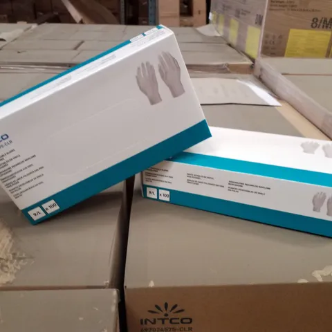 PALLET OF APPROXIMATELY 56 INTCO VINYL DISPOSABLE GLOVES 100PK BOXES - LARGE