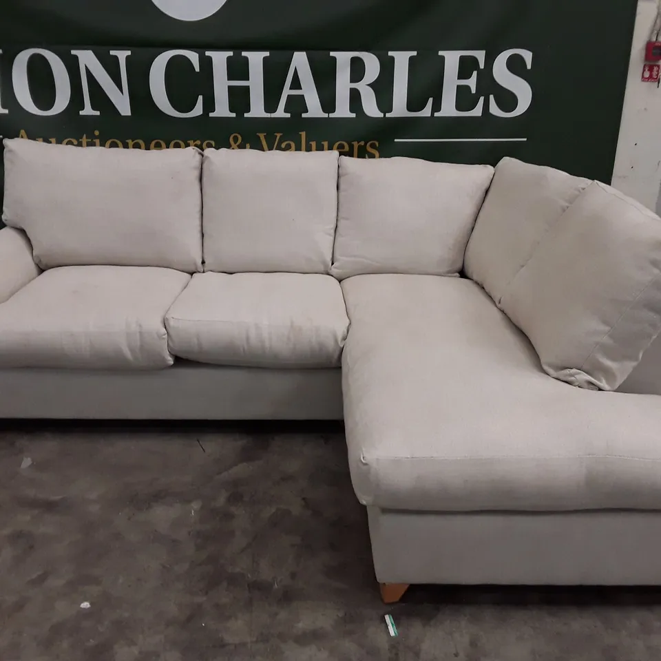QUALITY DESIGNER THE ALDERTON CHAISE 4 SEATER SOFA - HEMP FABRIC 