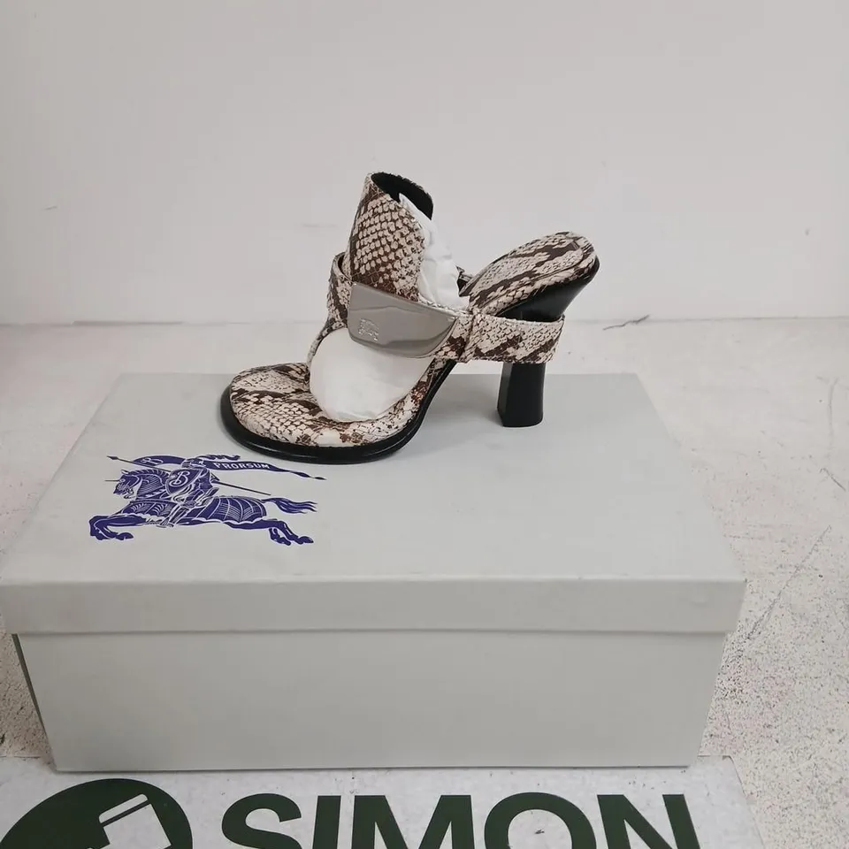 BURBERRY SNAKE-PRINT HEELED SANDALS – SERPENT, UK 3 (EU 36)
