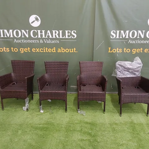 SET OF 4 CHOCOLATE MIX RATTAN CHAIRS