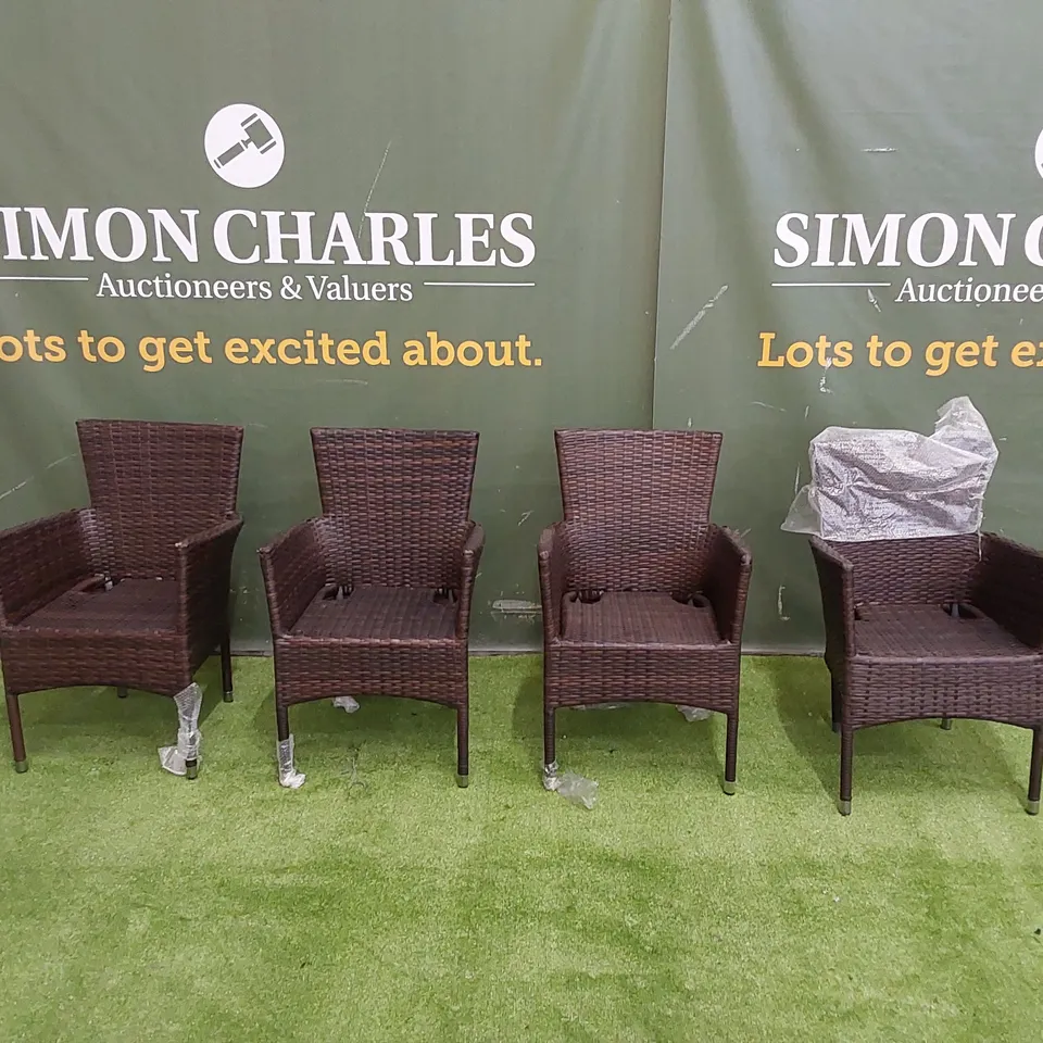 SET OF 4 CHOCOLATE MIX RATTAN CHAIRS