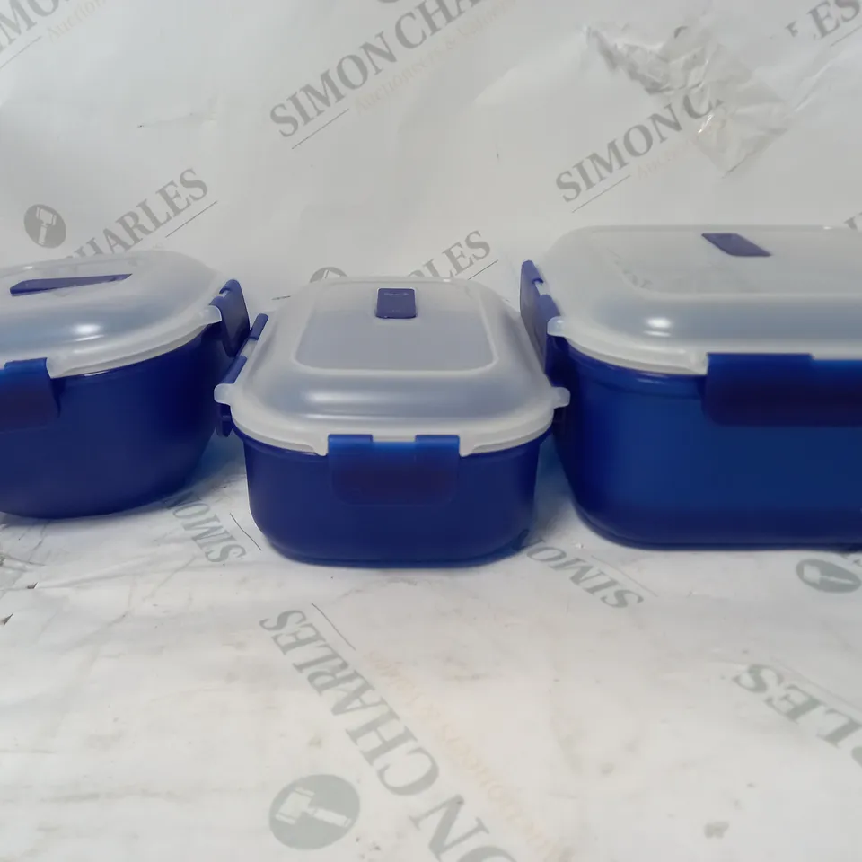 SET OF 3 LOCK 'N LOCK MICROWAVABLE CONTAINERS IN NAVY