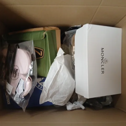 BOX OF APPROXIMATELY 12 PAIRS OF ASSORTED SHOES IN VARIOUS COLOUR, STYLES AND SIZES