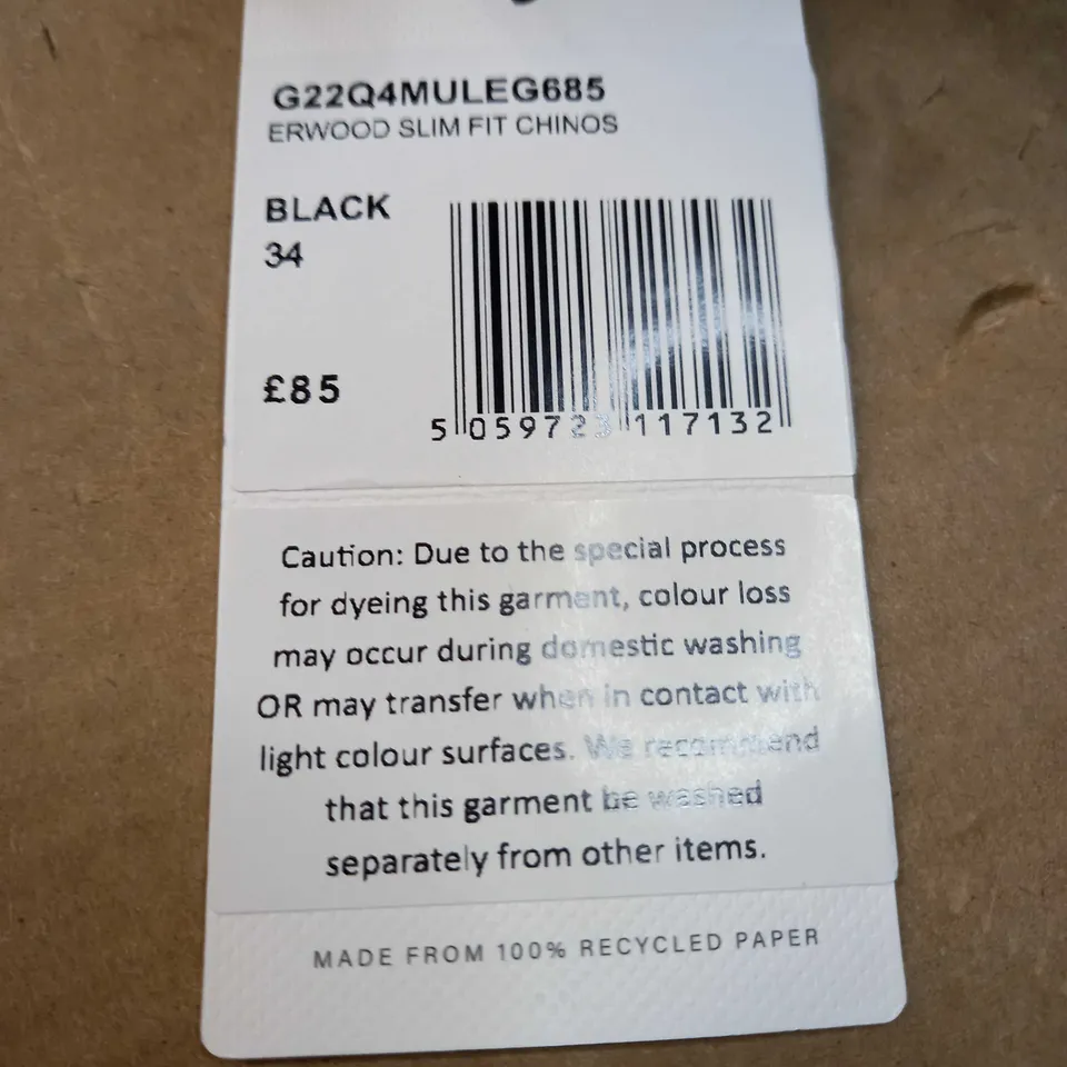 PRETTY GREEN ERWOOD SLIM FIT CHINOS SIZE 34