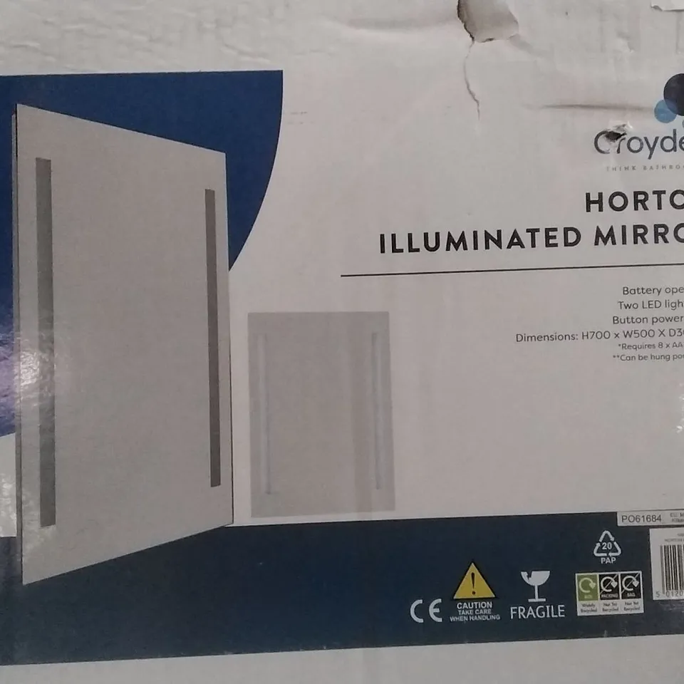 BOXED HORTON ILLUMINATED BATHROOM MIRROR 