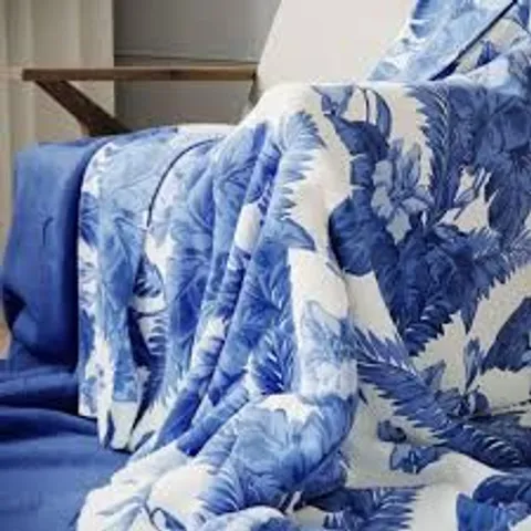 COZEE HOME PLUSH AND EMBOSSED SET OF 2 THROWS IN BLUE