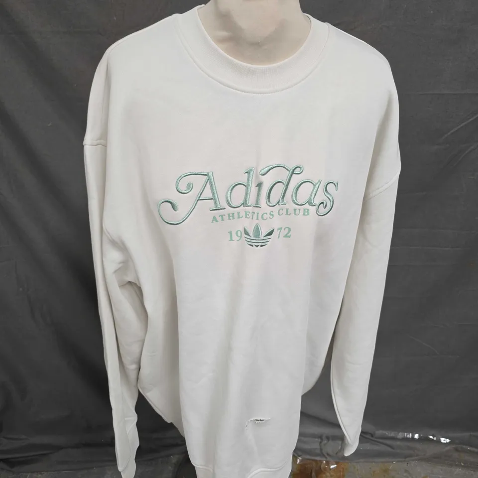 ADIDAS CREW NECK SWEATSHIRT IN OFF WHITE/MINT SIZE S