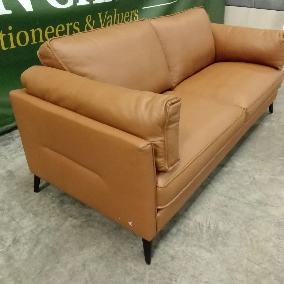 SASHA 3 SEATER LEATHER/FAUX LEATHER SOFA - TAN RRP £1199