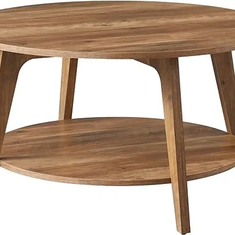 BOXED VASAGLE  2 TIER ROUND COFFEE TABLE WITH STORAGE 80 X 45 CM HONEY BROWN LCT243K41