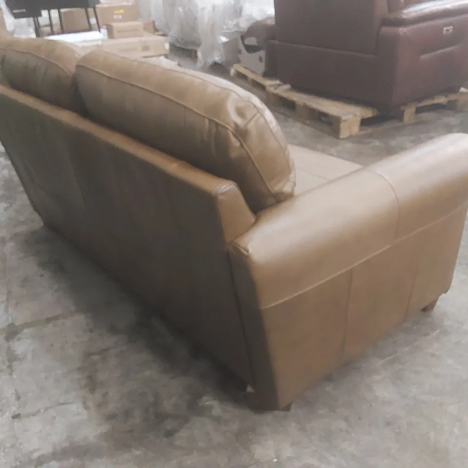 DESIGNER BAILEY 2 SEATER LEATHER SOFA BED - TAN