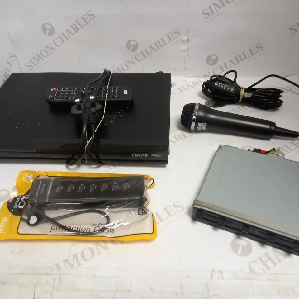 LOT OF 8 ASSORTED ELECTRICAL ITEMS, TO INCLUDE DVD PLAYER, REPLACEMENT XBOX DISC DRIVE, USB HUB, ETC