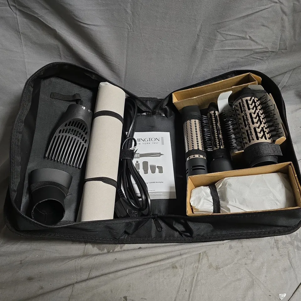 REMINGTON BLOW DRY STYLE 1200W HAIR STYLER WITH ATTACHMENTS – CARRY CASE INCLUDED