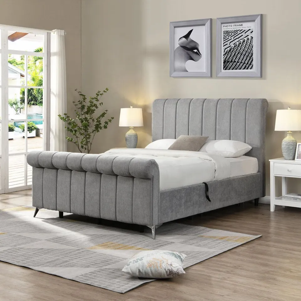 BOXED LEATHAN UPHOLSTERED OTTOMAN BED (BOXES 3 & 4 OF 4 ONLY)