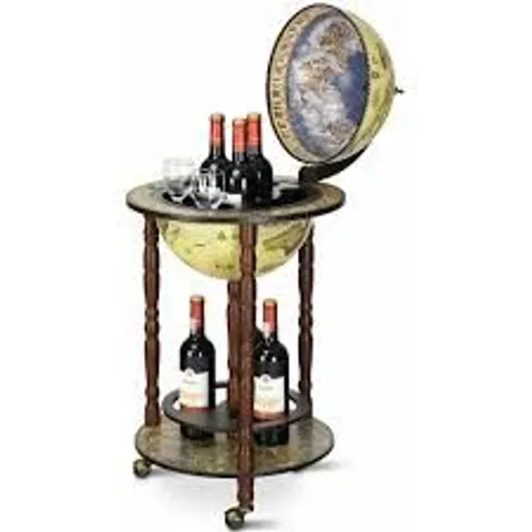 BOXED COSTWAY ITALIAN STYLED GLOBE DRINKS CABINET WITH WHEELS