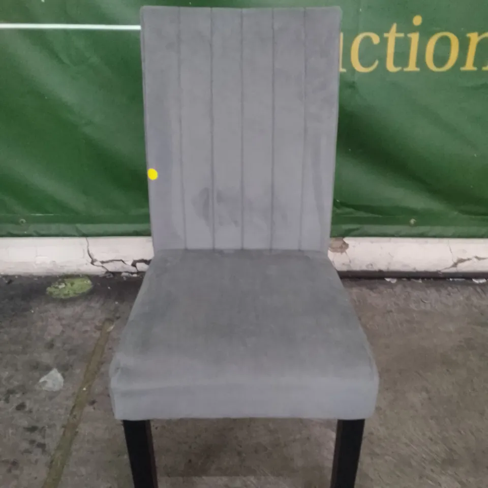 SALISBURY GREY VELVET DINING CHAIR WITH BLACK LEGS