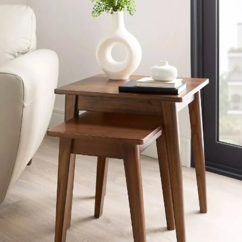 BOXED MISHA READY ASSEMBLED NEST OF TABLES - OAK - CONTAINS SOLID WOOD (1 BOX) RRP £179