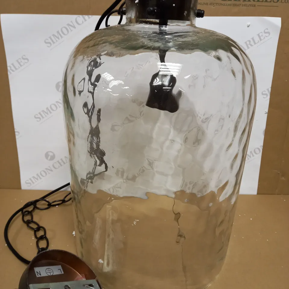 DAR LIGHTING TIGODA 1LT SINGLE PENDANT BRONZE AND GLASS LIGHT FIXTURE 