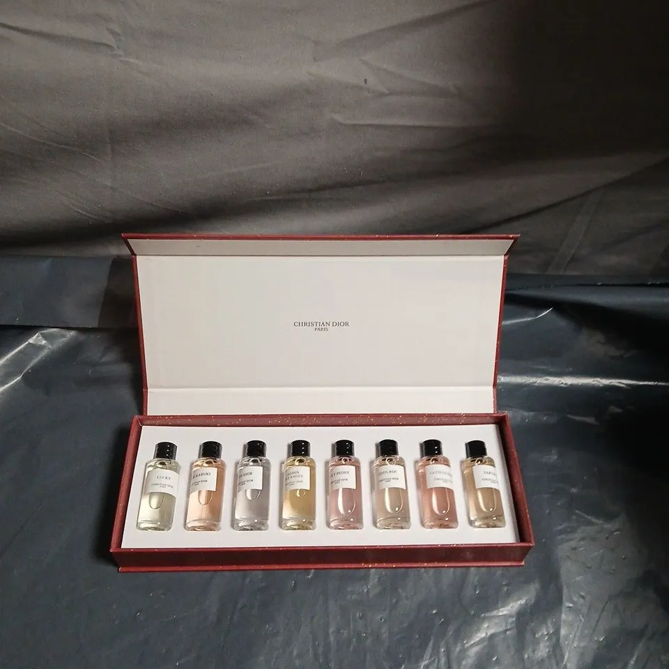 CHRISTIAN DIOR PARIS FRAGRANCE MINIATURE SET IN RED PRESENTATION BOX