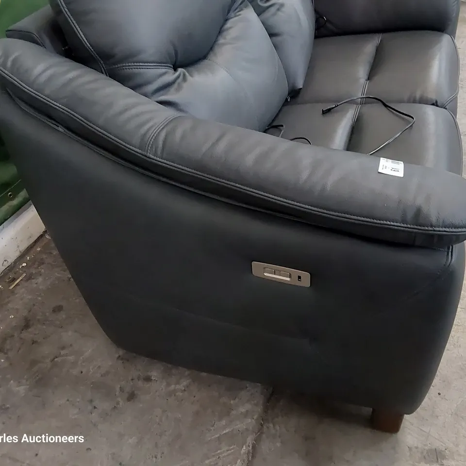 QUALITY BRITISH DESIGNER G PLAN JACKSON POWER RECLINING TWO SEATER SOFA CAMBRIDGE PETROL BLUE LEATHER 