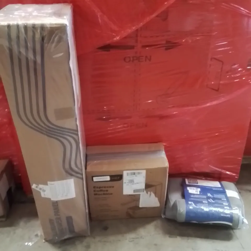 PALLET OF ASSORTED HOUSEHOLD GOODS AND PRODUCTS TO INCLUDE;LUXURY SHOWER PANEL,COFFEE MACHINE,CUSHION