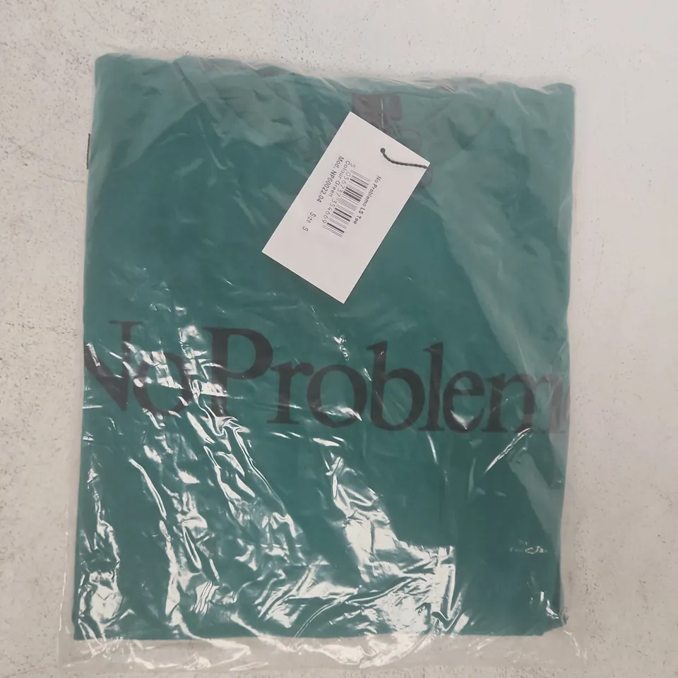 bagged no problemo long sleeve t-shirt in green size small