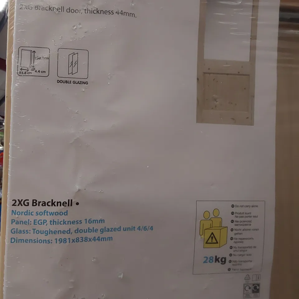 BRACKNELL NORDIC SOFTWOOD HALF DOUBKE GLAZED DOOR 1981 × 838 × 44mm